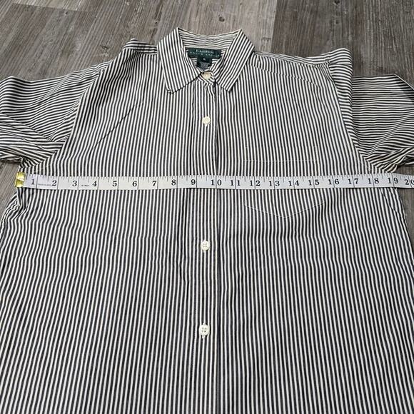 Vintage Ralph Lauren Non Iron Striped Long Sleeve Button Down Collared Polo Top - Picture 5 of 7
